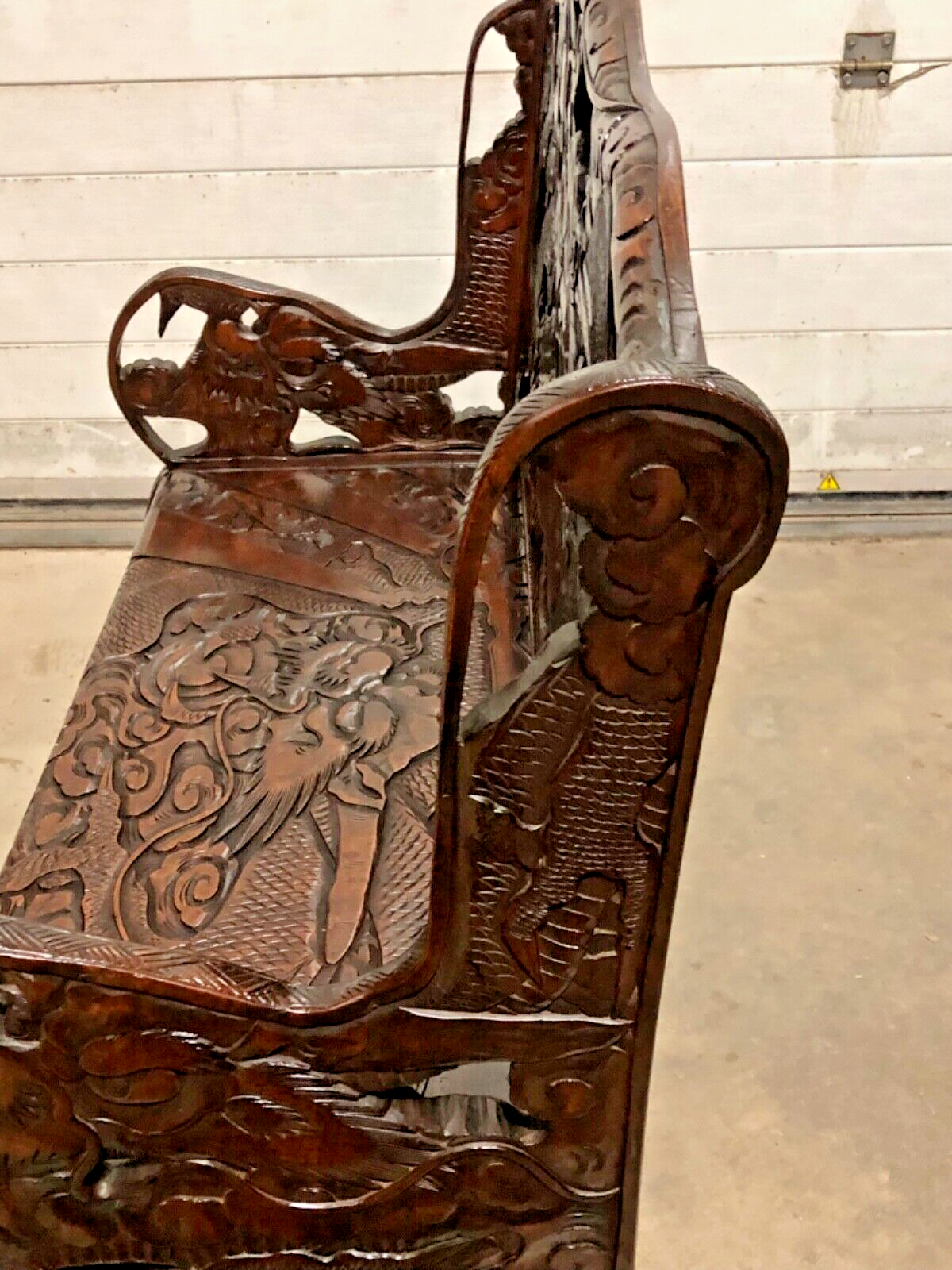 000760....Stunning Carved Oriental Bench / Hall Seat