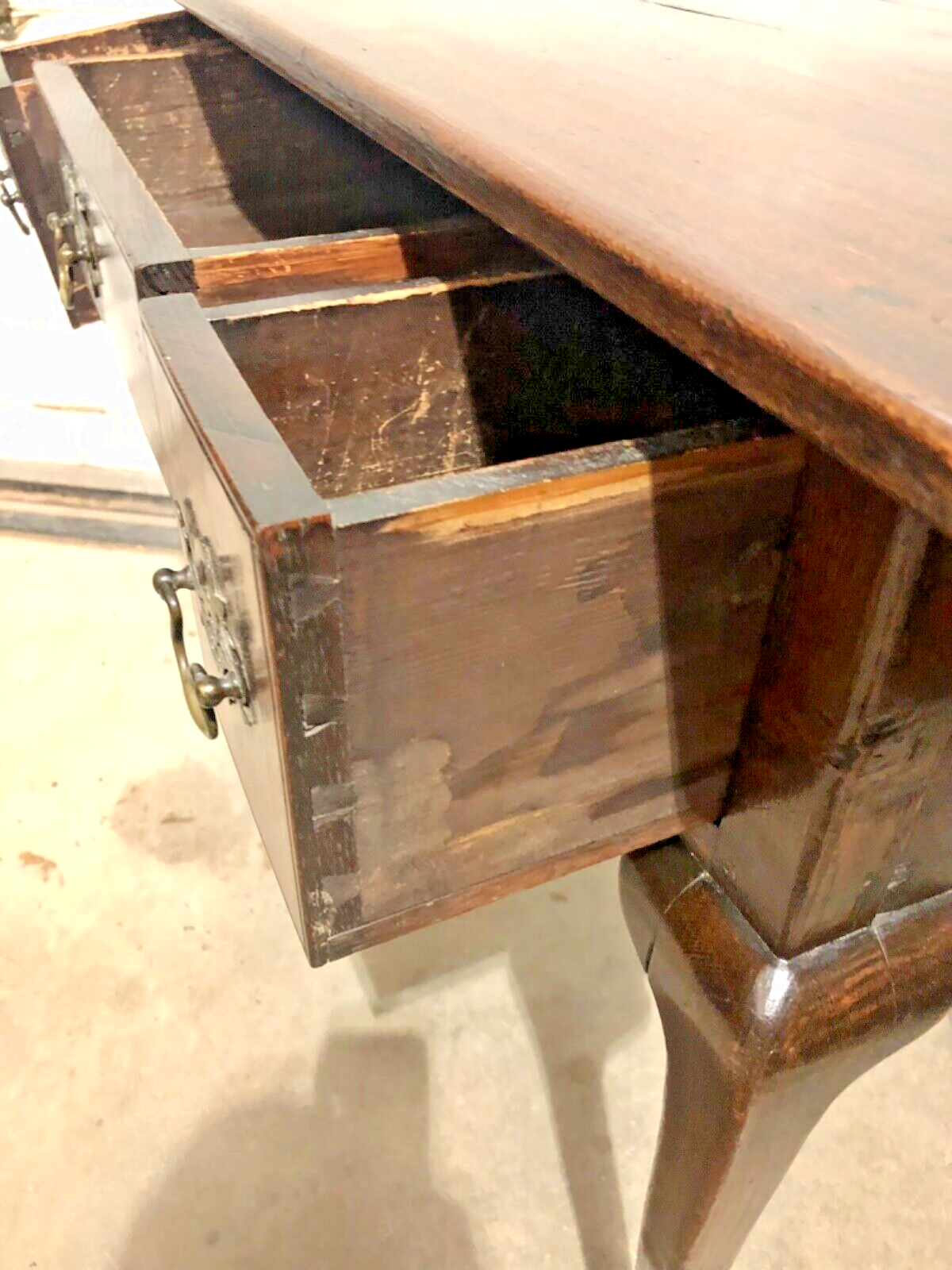 000801....Handsome Antique Oak Lowboy / Writing Table