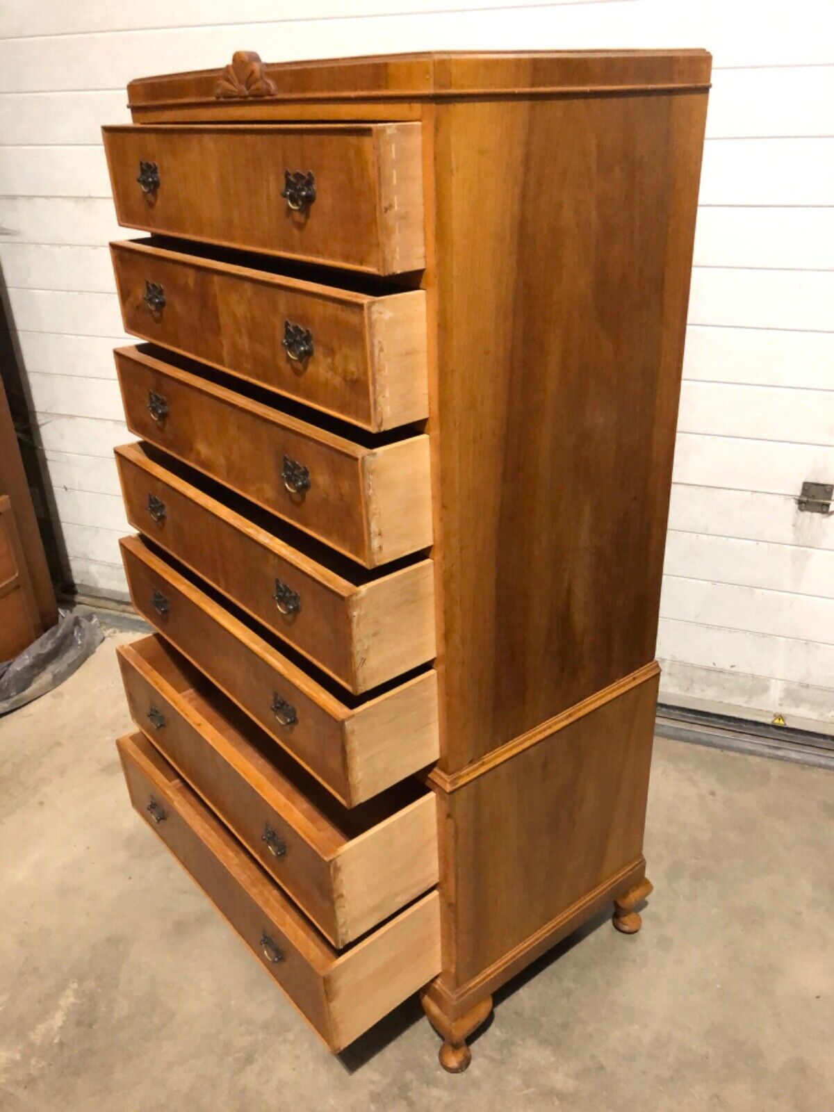 000776....Handsome Vintage Walnut Tallboy / Seven Drawer Tall Chest ( sold )