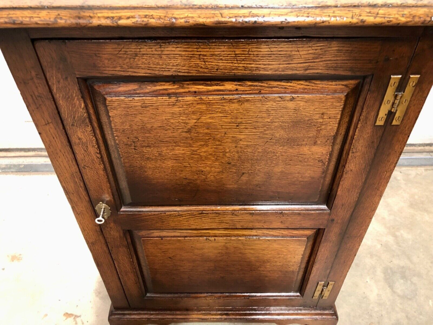 000825....A Handsome Pair Of Vintage Slim Solid Oak Side Cabinets