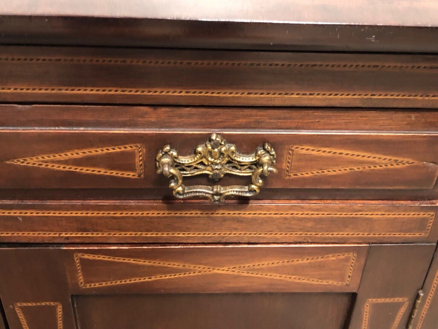 000747....Handsome Edwardian Inlaid Mahogany Bedside Table ( sold )
