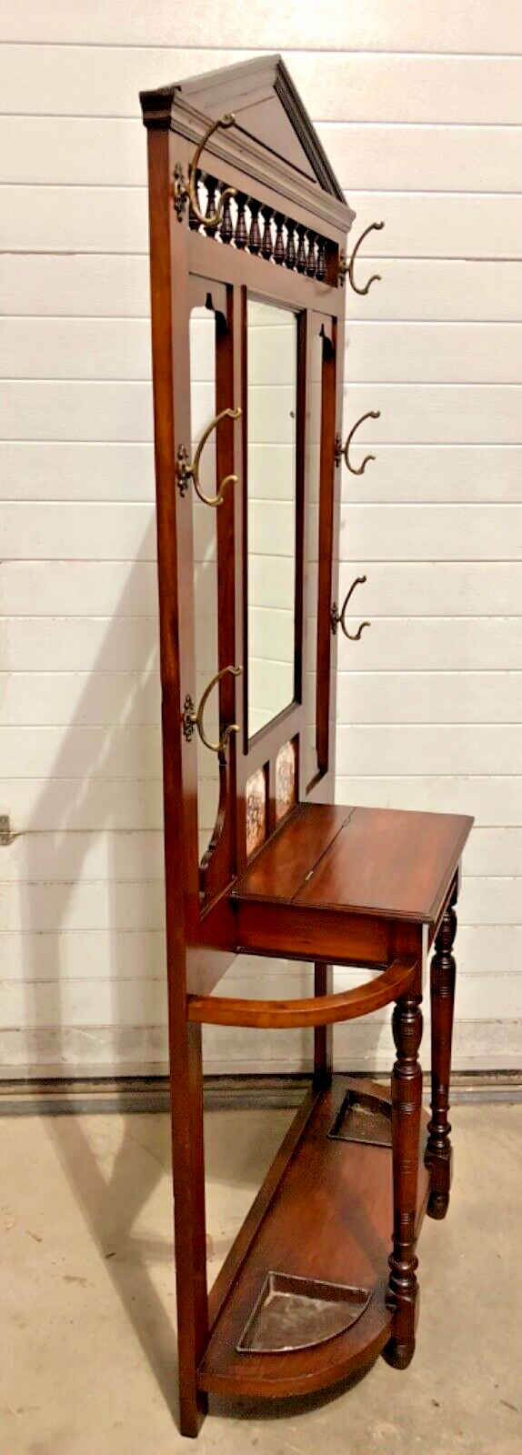 000838....Handsome Edwardian Walnut Hall Stand / Coat And Stick Stand ( sold )