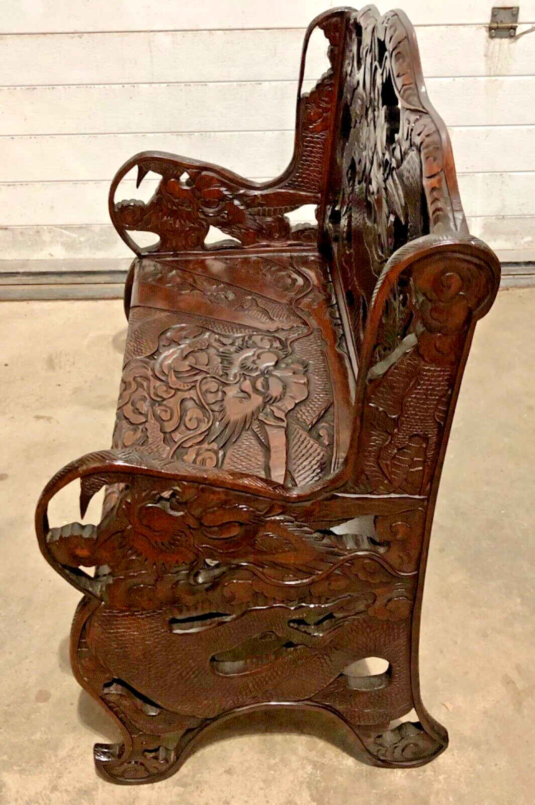 000760....Stunning Carved Oriental Bench / Hall Seat ( sold )