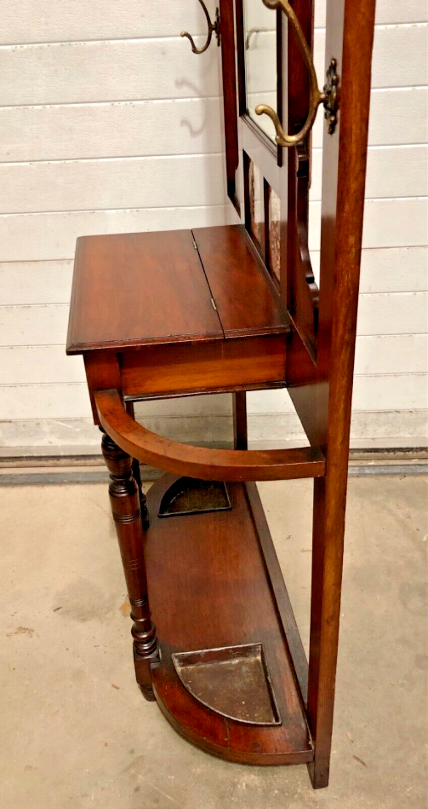 000838....Handsome Edwardian Walnut Hall Stand / Coat And Stick Stand ( sold )