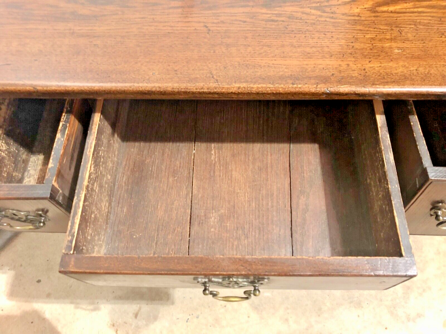 000801....Handsome Antique Oak Lowboy / Writing Table