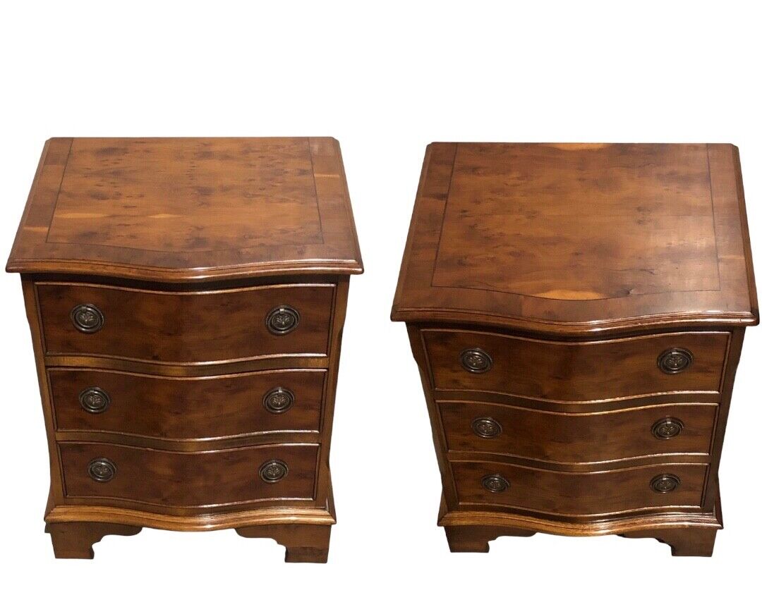 000781.....Handsome Pair Of Vintage Yew Bedside Chests / Bedside Tables( sold )