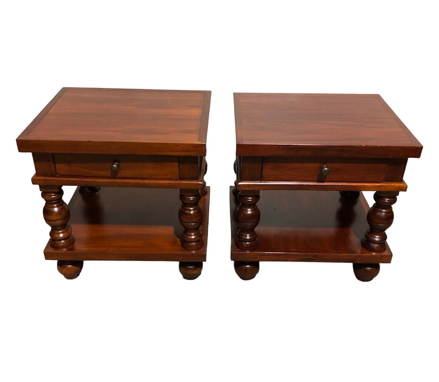 000771....Handsome Pair Of Vintage Bedside Tables / Lamp Tables ( sold )