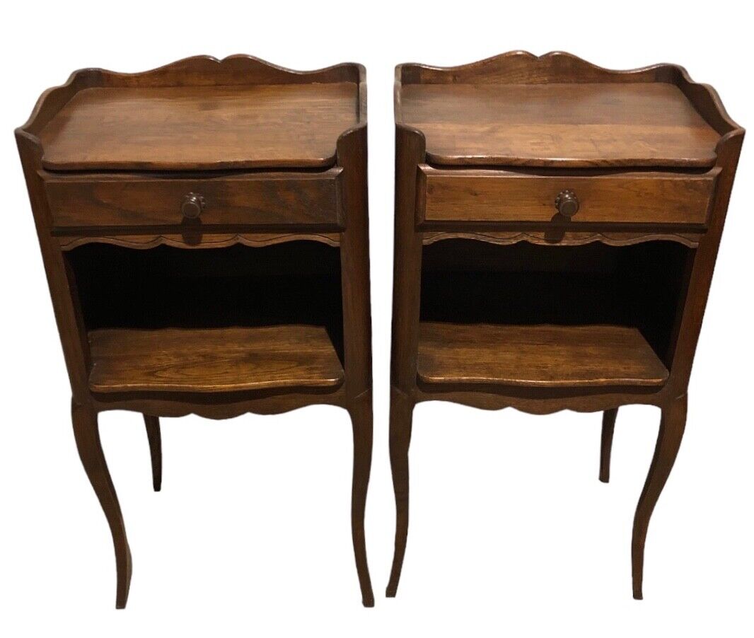 000766....Handsome Pair Of Antique French Oak Bedside Tables / Nightstands( sold )