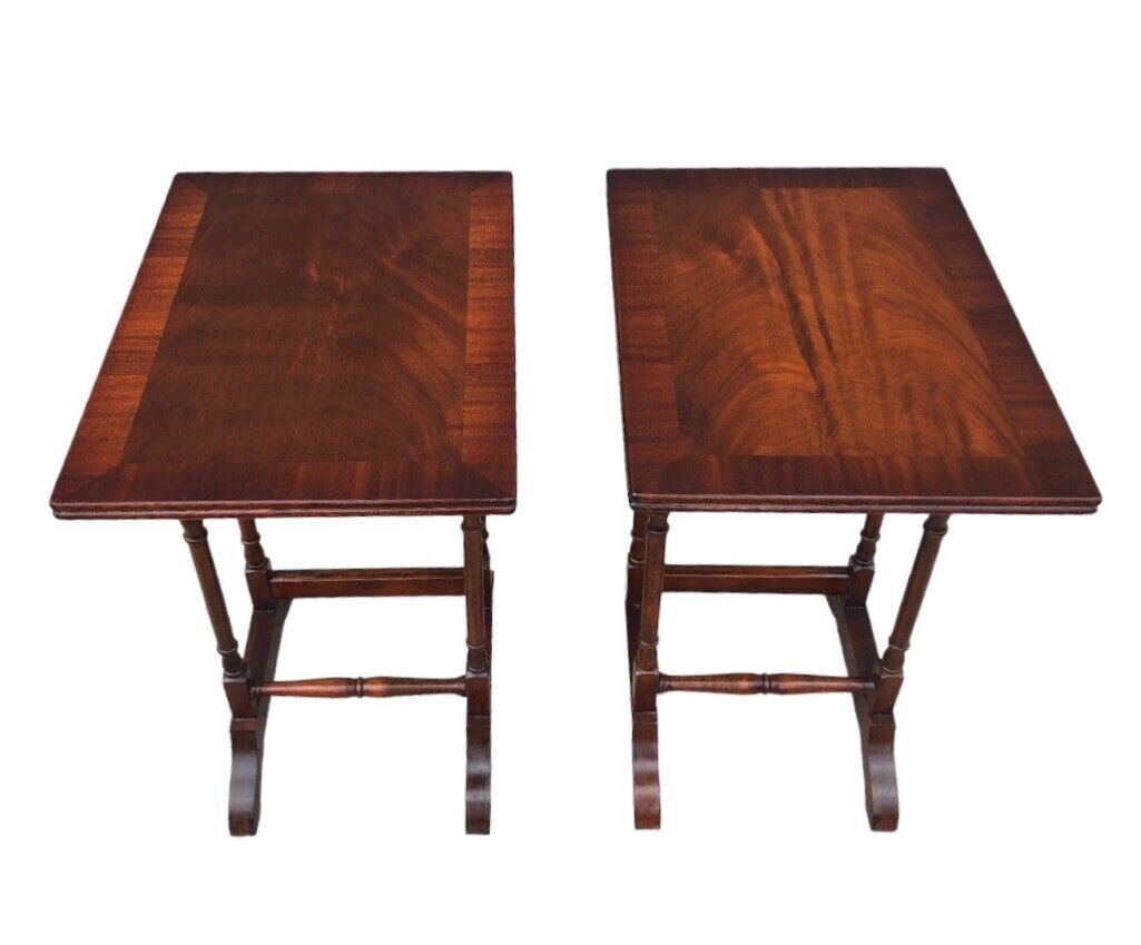 000815....Handsome Pair Of Vintage Mahogany Occasional Tables / Wine Tables ( sold )