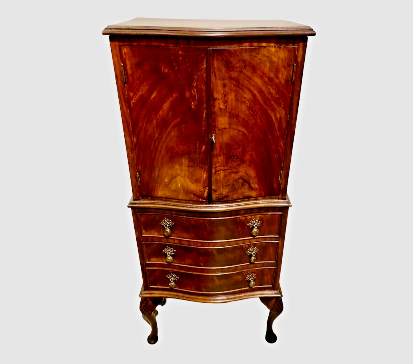 000794....Handsome Small Vintage Mahogany Drinks Cabinet With Drawers ( sold )