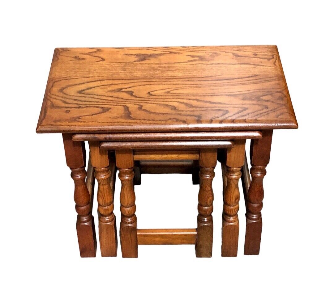 000825....Vintage Solid Oak Nest Of Tables / Coffee Tables ( sold )