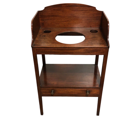 000750....Handsome Georgian Mahogany Washstand With Drawer
