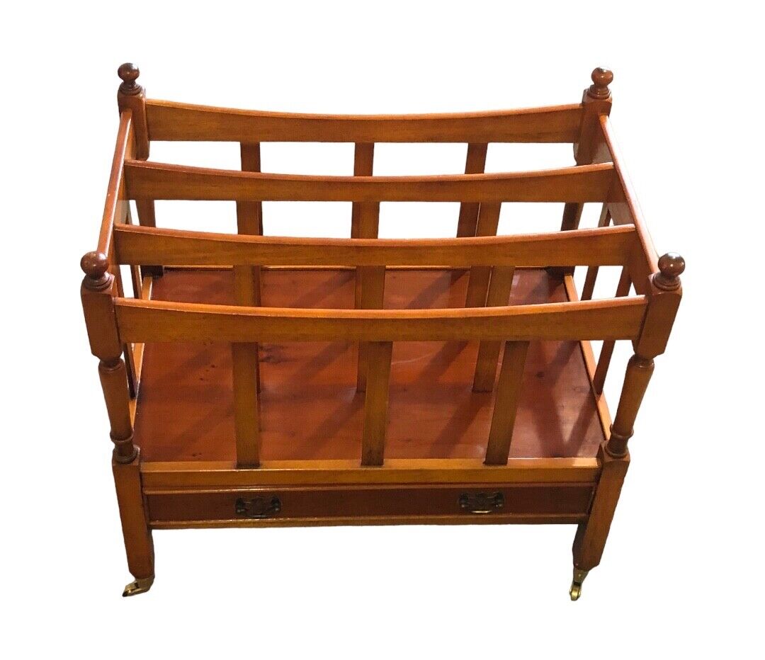 000783....Handsome Vintage Yew Canterbury / Magazine Rack ( sold )