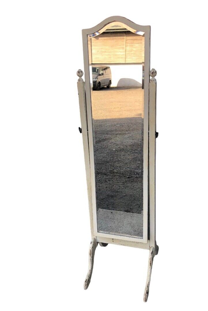 000799....Handsome Vintage Painted Cheval Mirror ( sold )