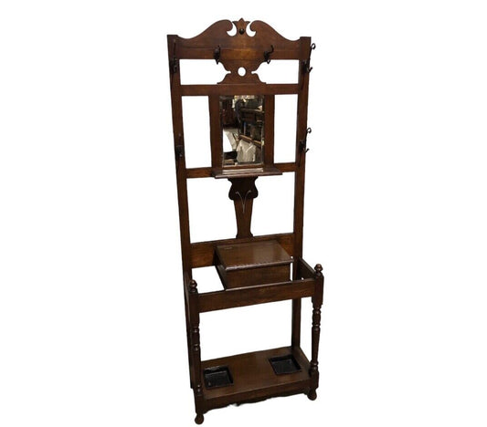 000785....Handsome Antique Oak Hall Stand / Coat Rack ( sold )