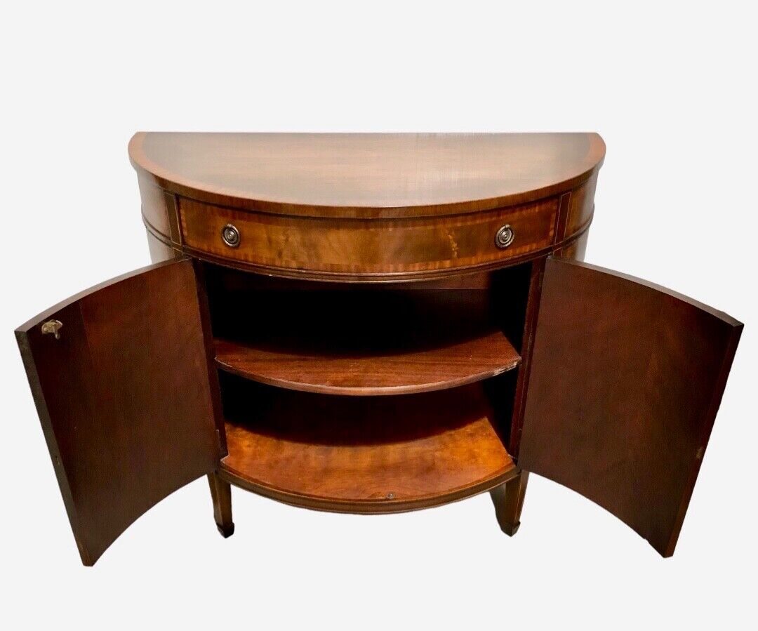 000807....Handsome Vintage Mahogany Demi Lune Side / Drinks Cabinet ( sold )