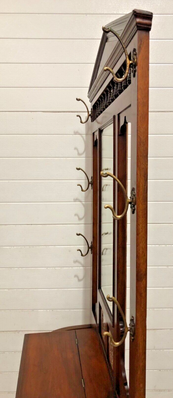 000838....Handsome Edwardian Walnut Hall Stand / Coat And Stick Stand ( sold )