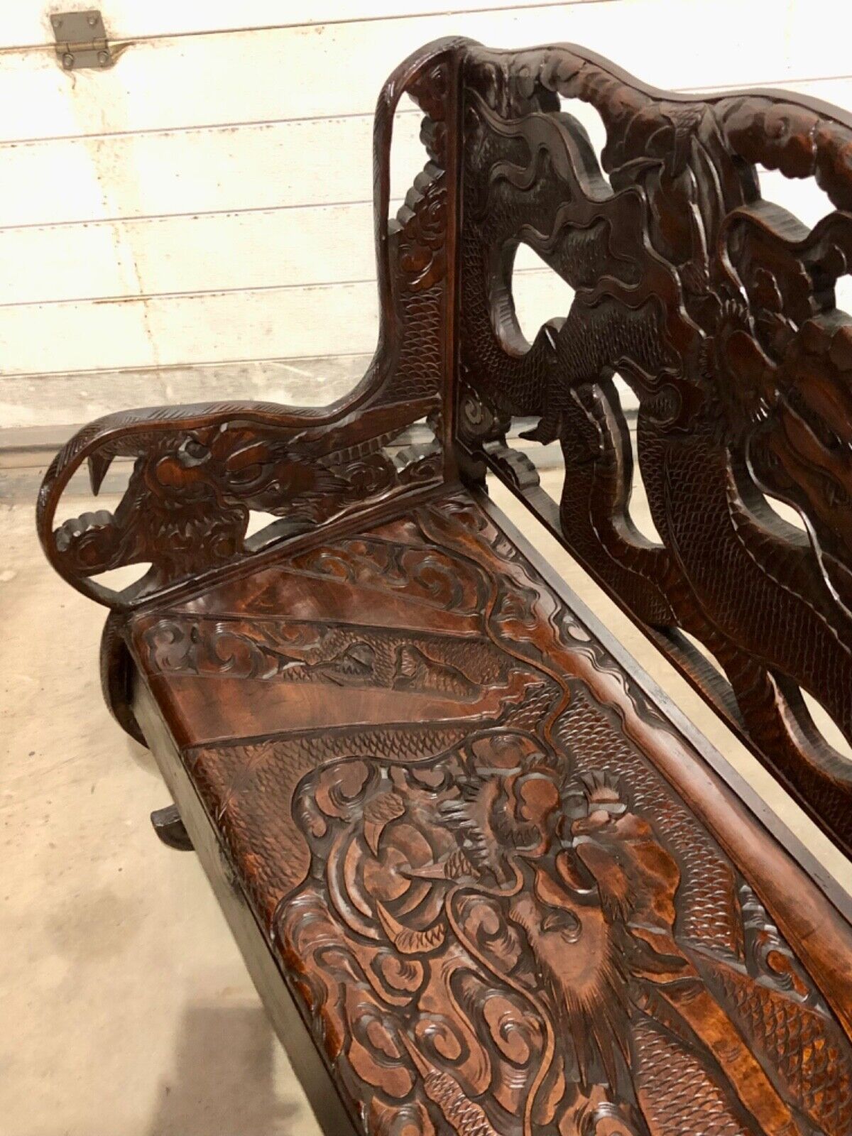 000760....Stunning Carved Oriental Bench / Hall Seat