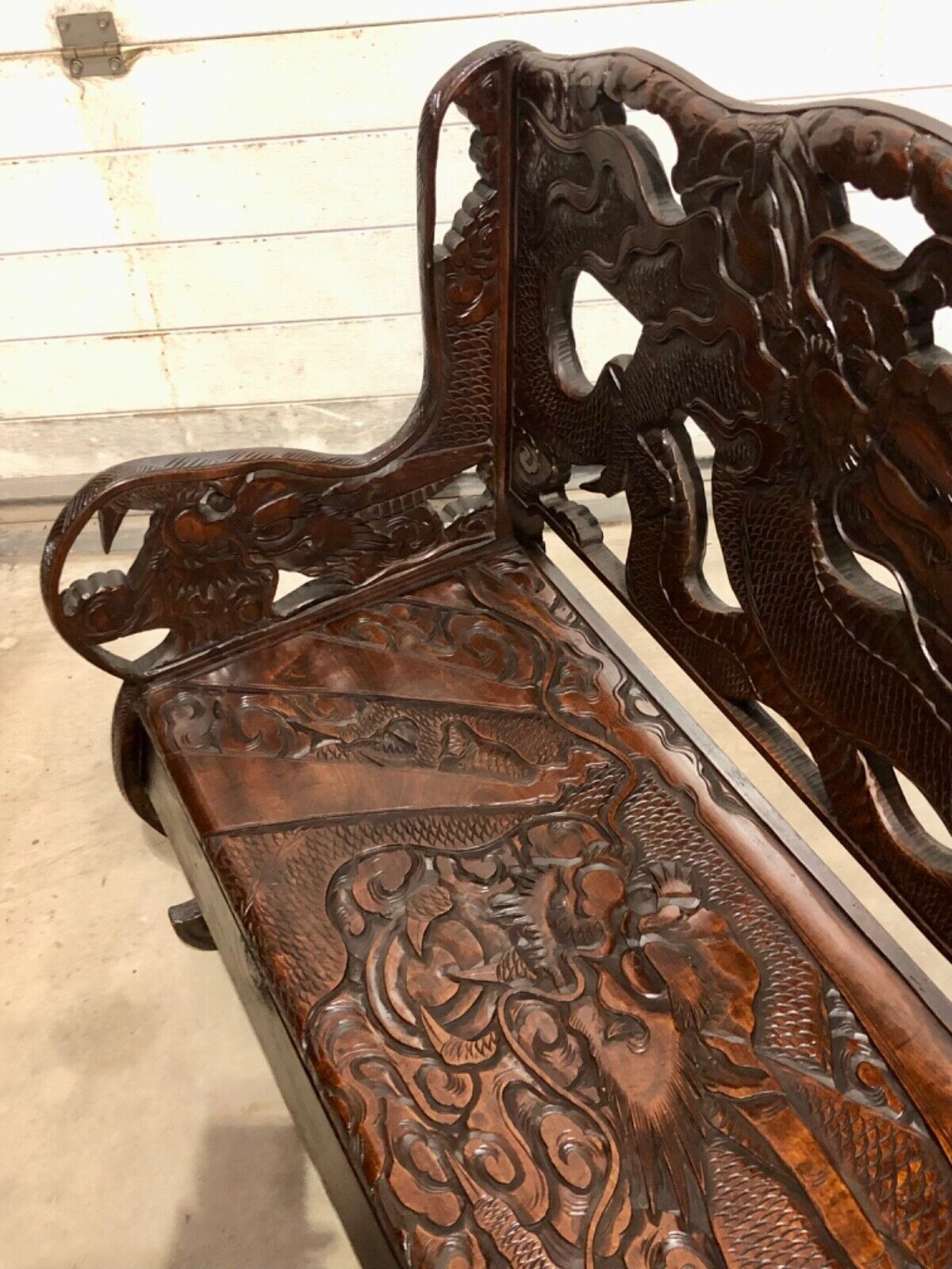 000760....Stunning Carved Oriental Bench / Hall Seat ( sold )