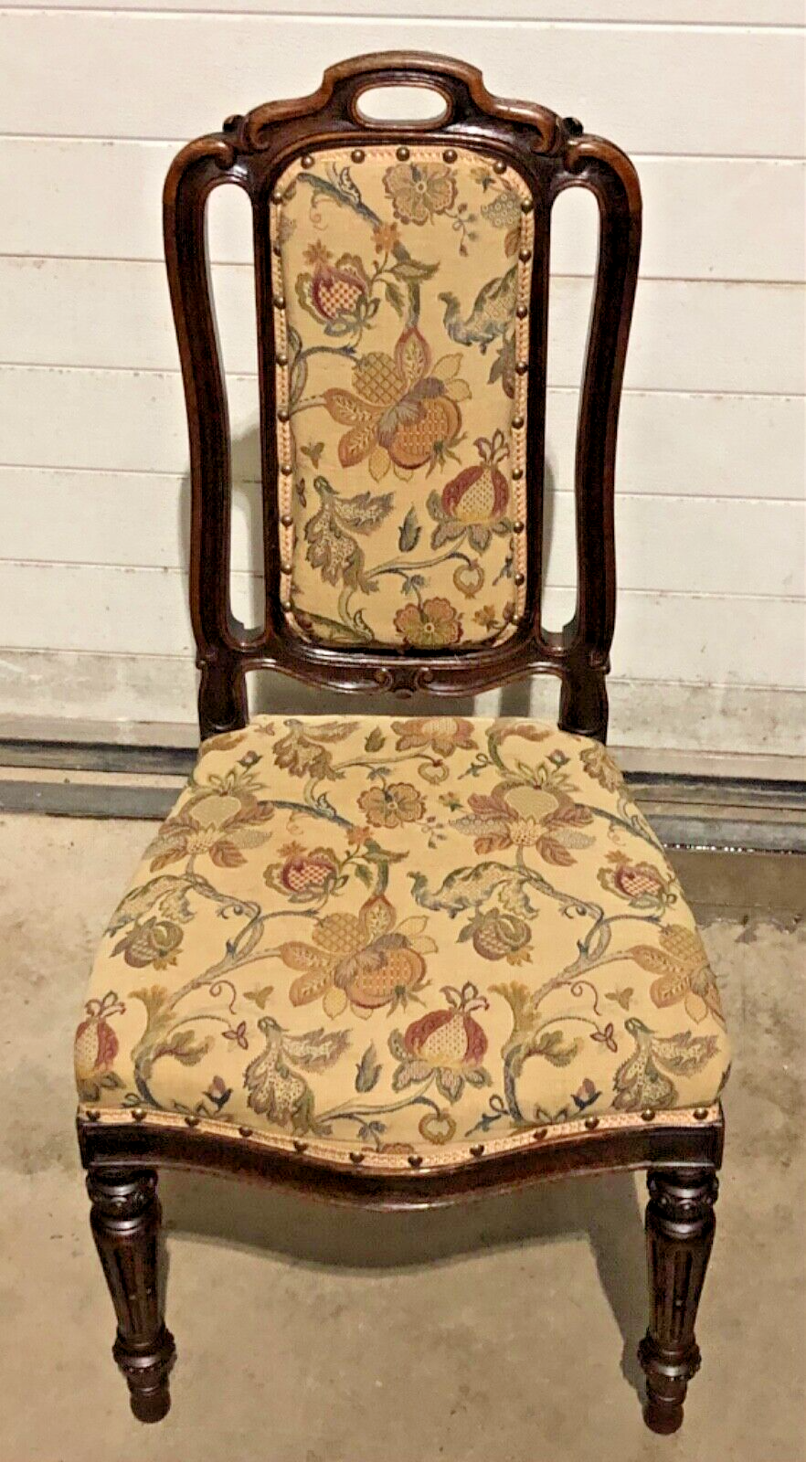 000790....Handsome Set Of Four Antique Carved Oak Dining Chairs