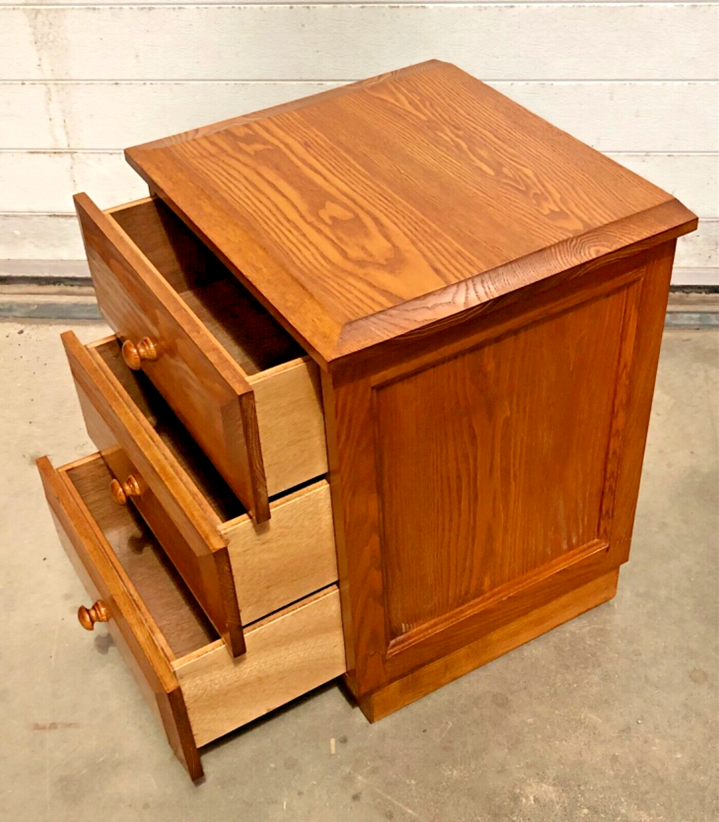000827....Handsome Pair Of Solid Ash Bedside Chests / Vintage Ash Lamp Tables ( sold )