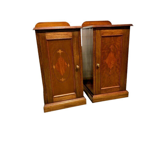 000803....Handsome Pair Of Vintage Mahogany Bedside Tables ( sold )