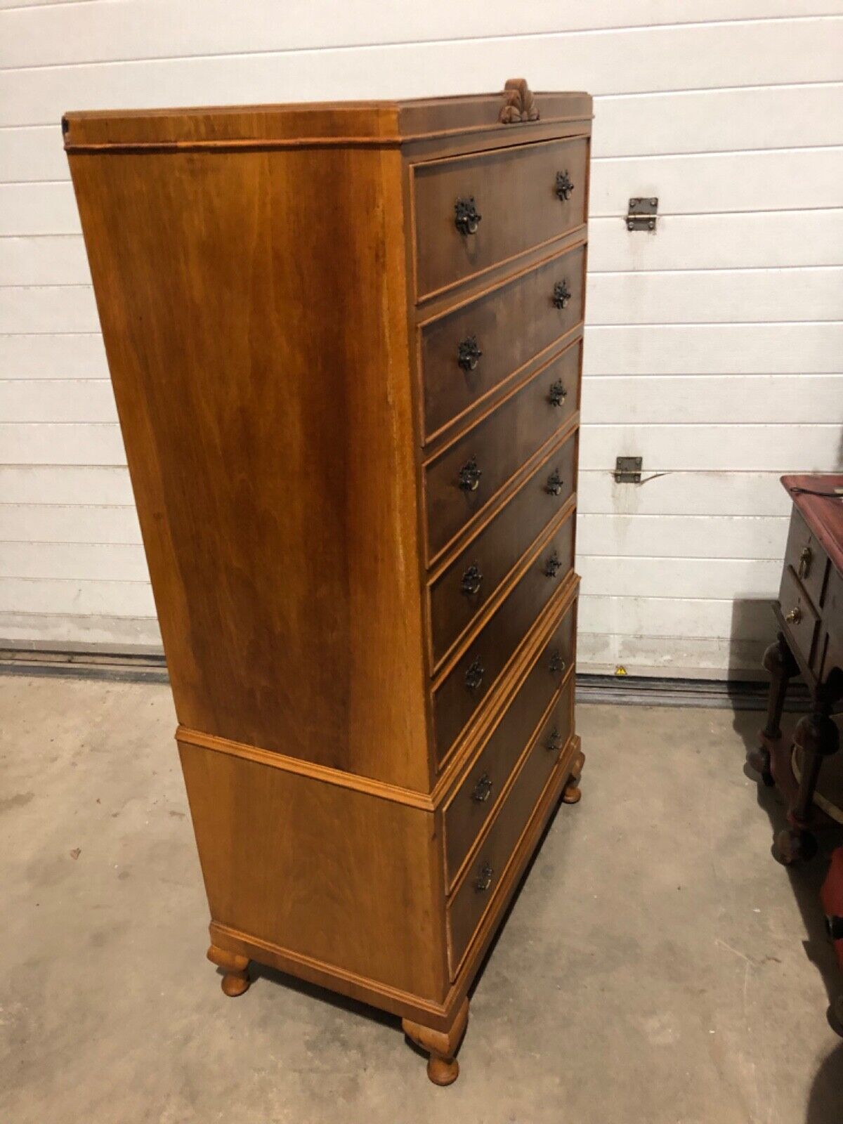 000776....Handsome Vintage Walnut Tallboy / Seven Drawer Tall Chest ( sold )