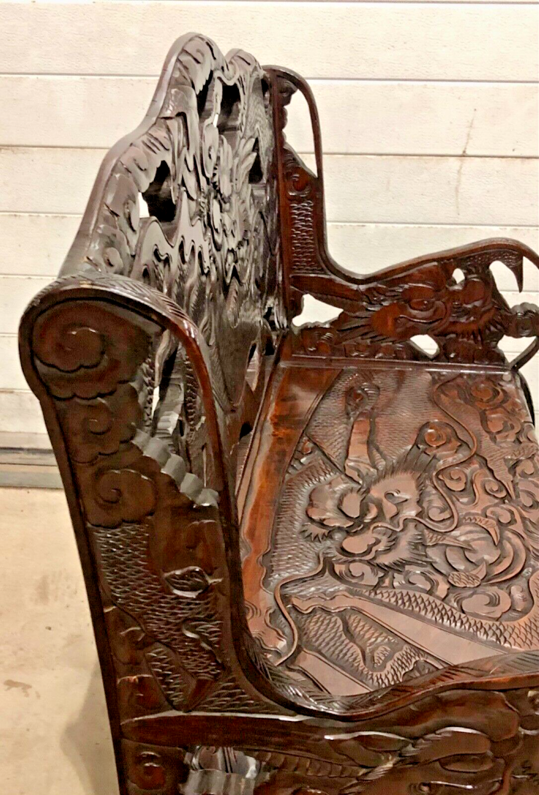 000760....Stunning Carved Oriental Bench / Hall Seat ( sold )