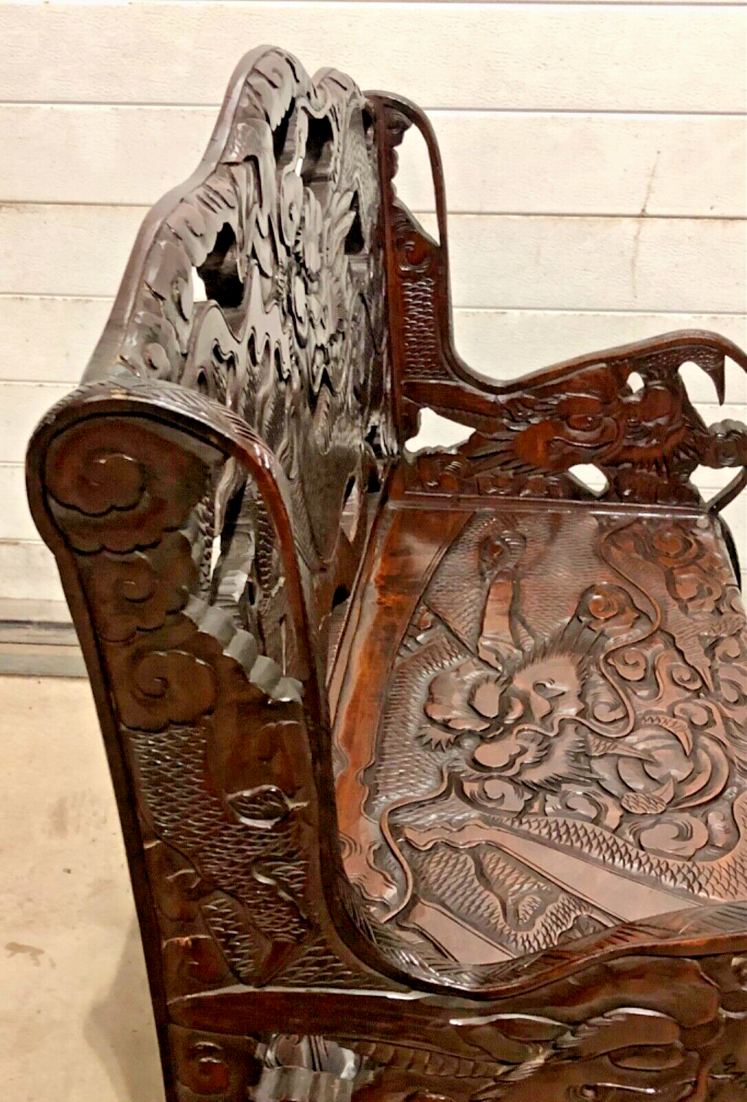 000760....Stunning Carved Oriental Bench / Hall Seat