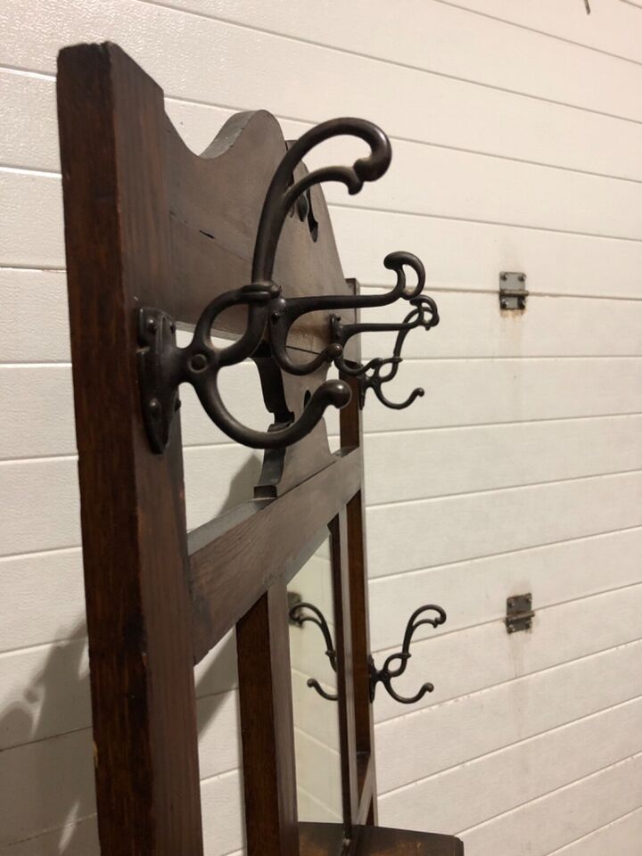 000785....Handsome Antique Oak Hall Stand / Coat Rack ( sold )