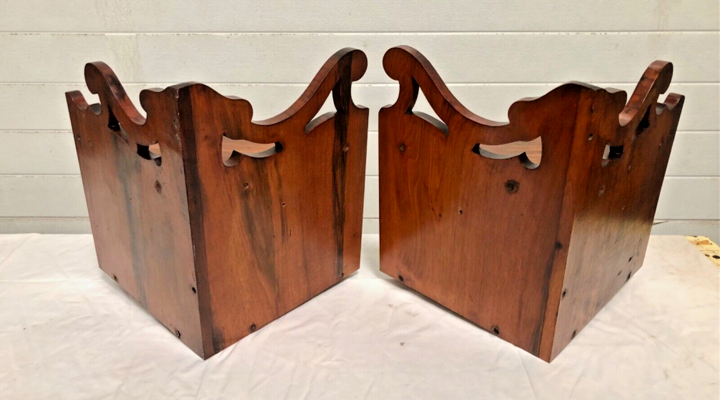 000839....Handsome Pair Of Walnut Wall Cabinets / Antique Corner Cabinets