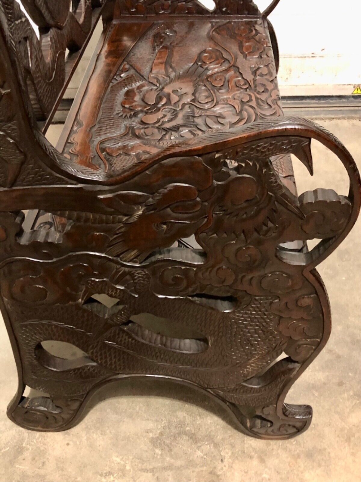 000760....Stunning Carved Oriental Bench / Hall Seat