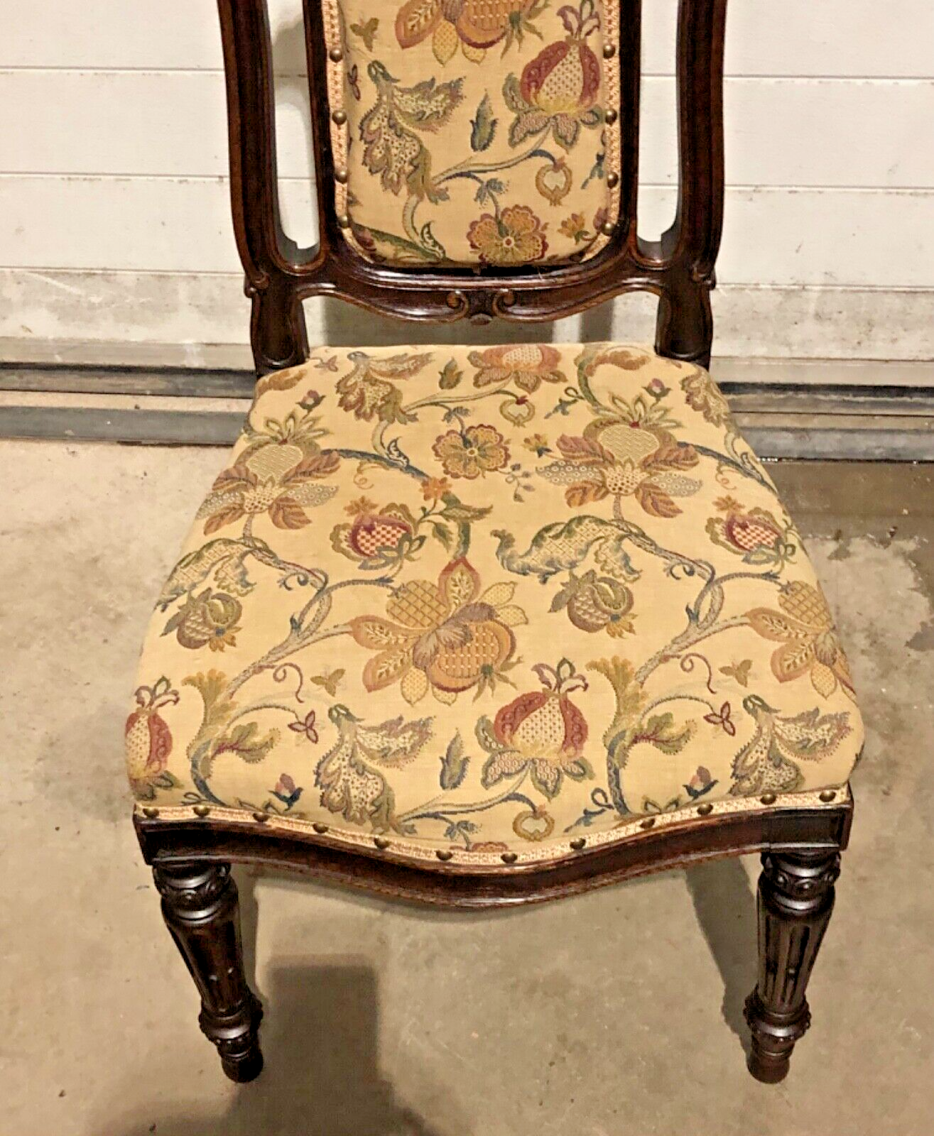 000790....Handsome Set Of Four Antique Carved Oak Dining Chairs