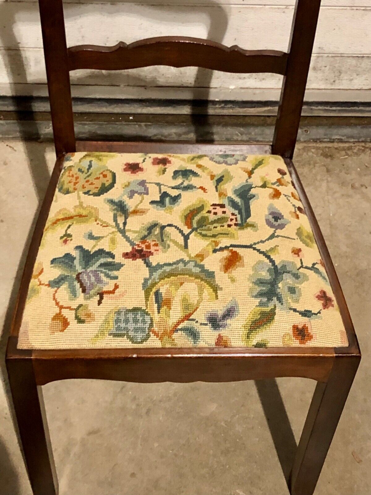 000744....Handsome Set Of Four Vintage Chairs With Tapestry Seats