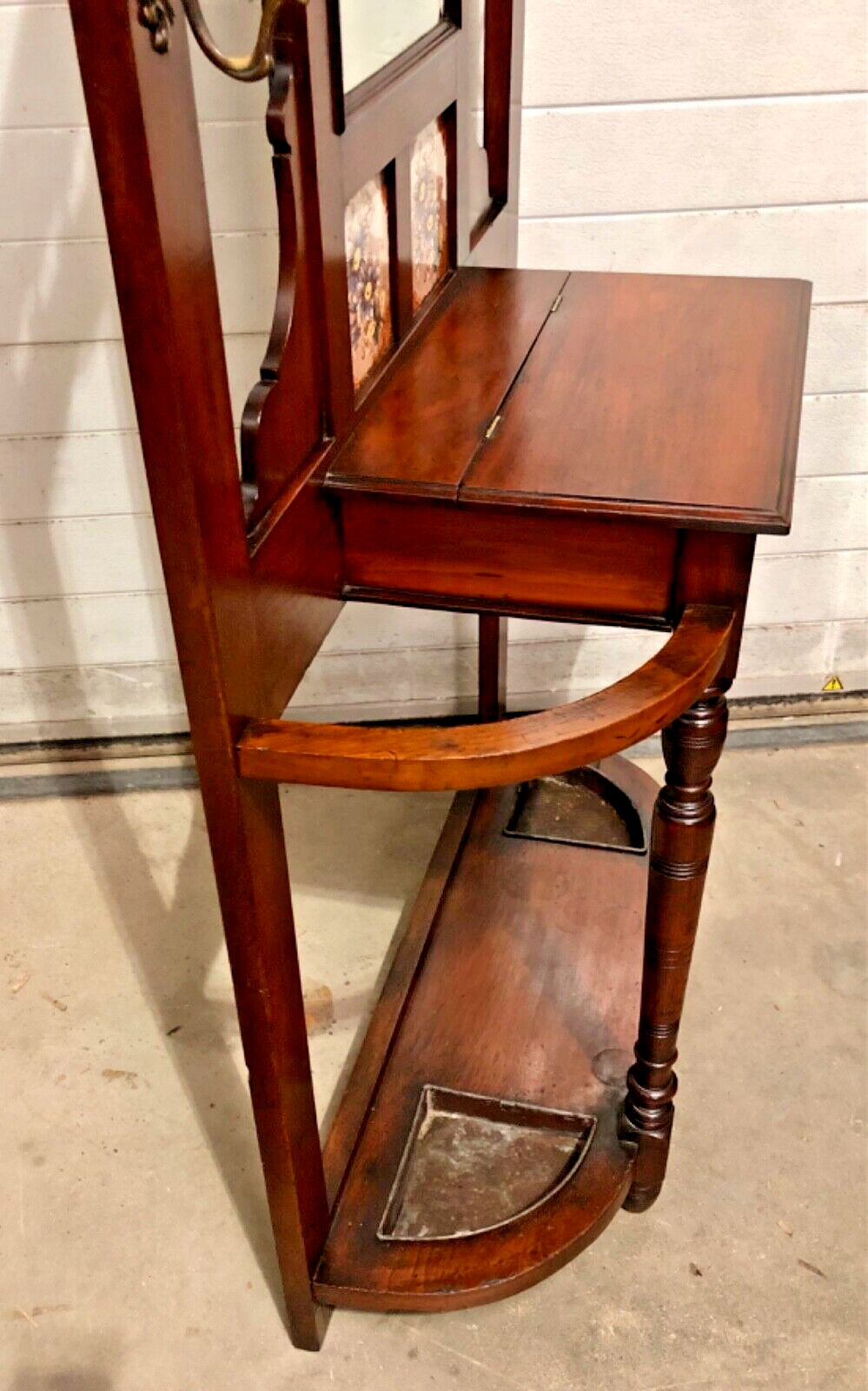 000838....Handsome Edwardian Walnut Hall Stand / Coat And Stick Stand ( sold )