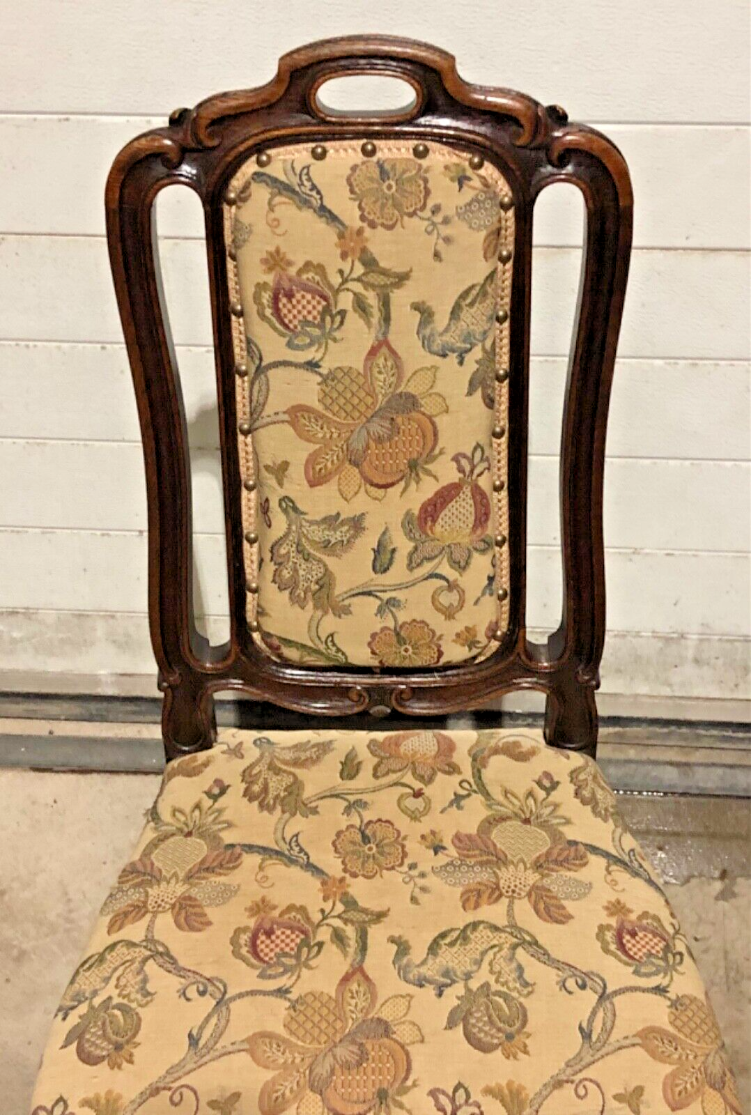 000790....Handsome Set Of Four Antique Carved Oak Dining Chairs