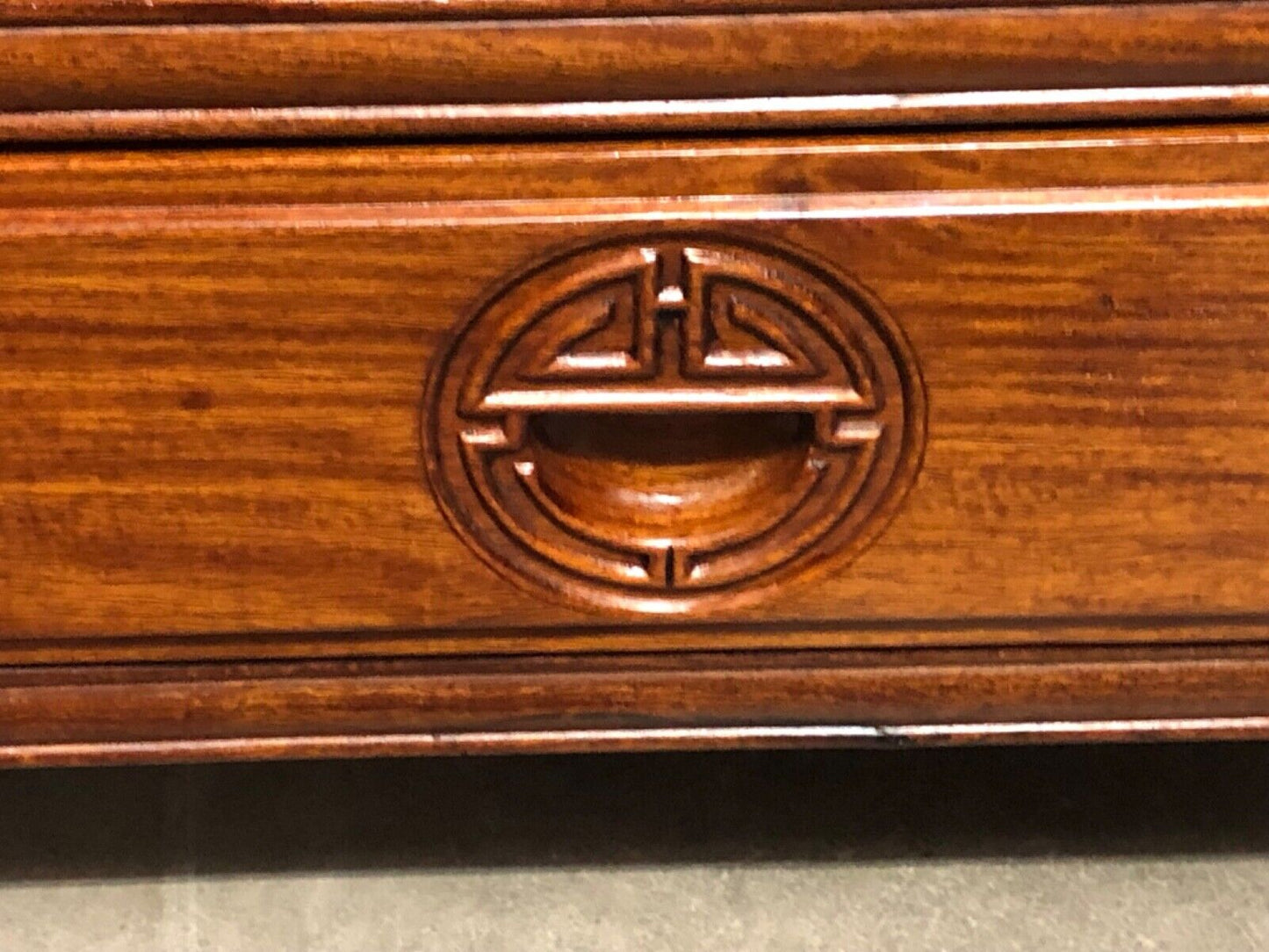 000736....Handsome Pair Of Chinese Hardwood Bedside Tables / Lamp Tables ( sold )