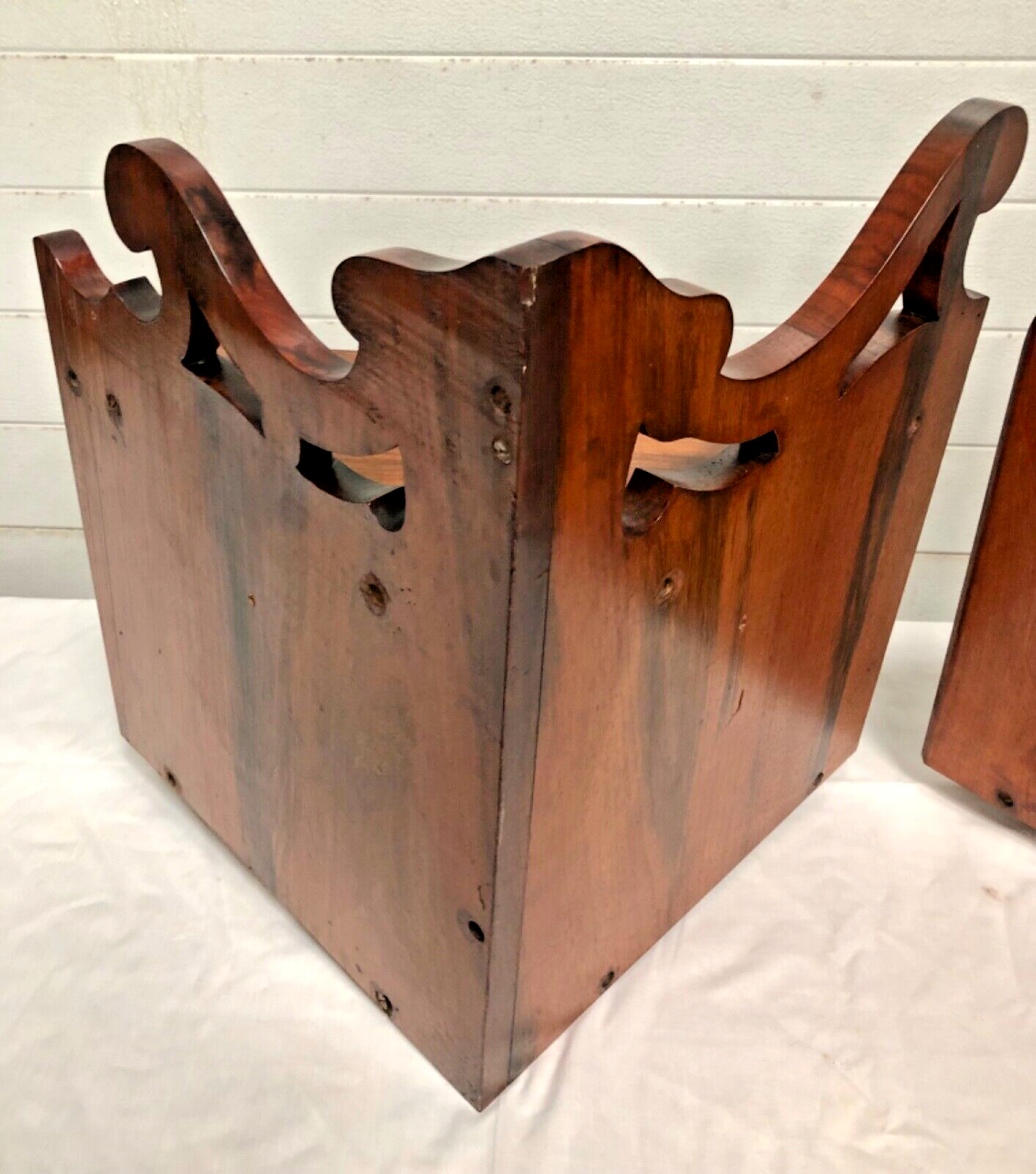 000839....Handsome Pair Of Walnut Wall Cabinets / Antique Corner Cabinets
