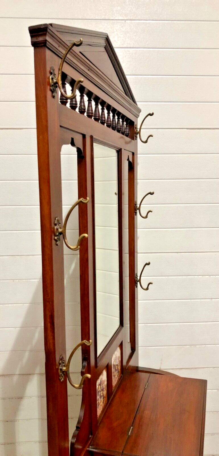000838....Handsome Edwardian Walnut Hall Stand / Coat And Stick Stand ( sold )