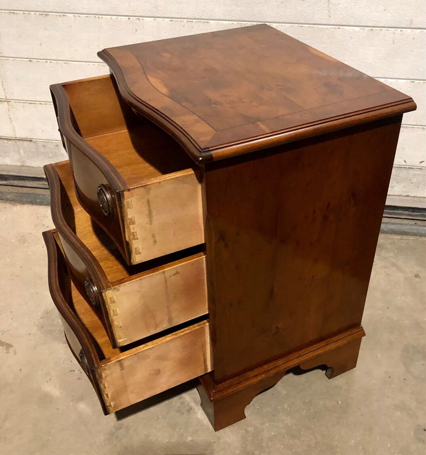 000781.....Handsome Pair Of Vintage Yew Bedside Chests / Bedside Tables( sold )
