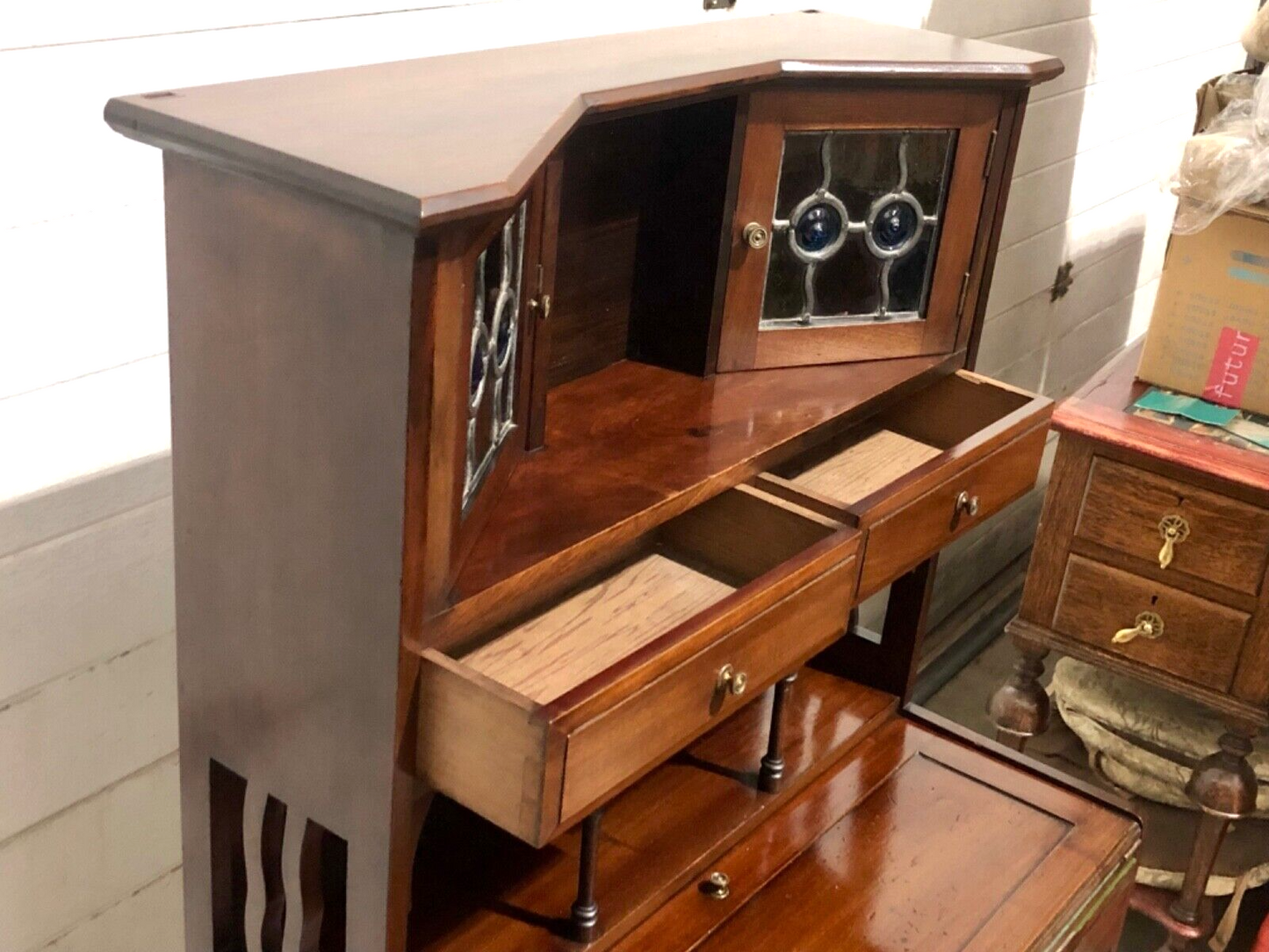 000786....Stunning Arts And Crafts Mahogany Writing Desk By Liberty's Of London ( Sold )