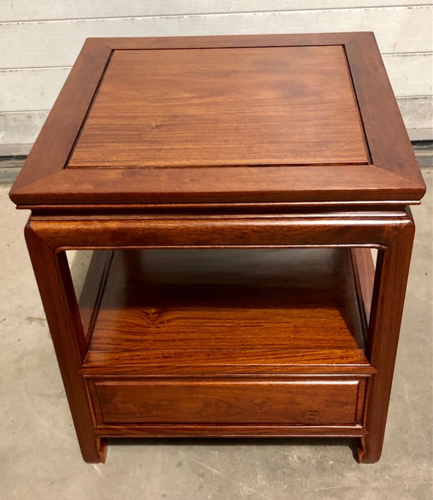 000736....Handsome Pair Of Chinese Hardwood Bedside Tables / Lamp Tables ( sold )