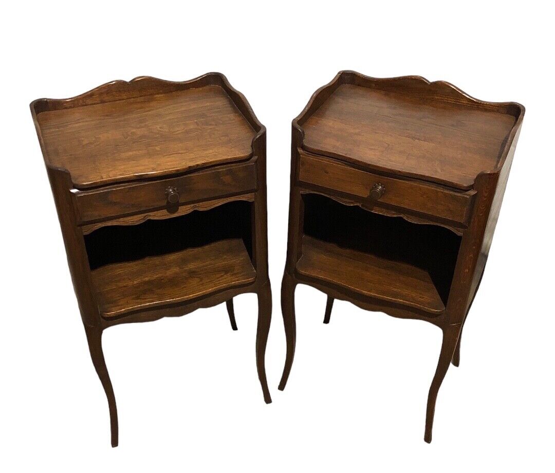 000766....Handsome Pair Of Antique French Oak Bedside Tables / Nightstands( sold )