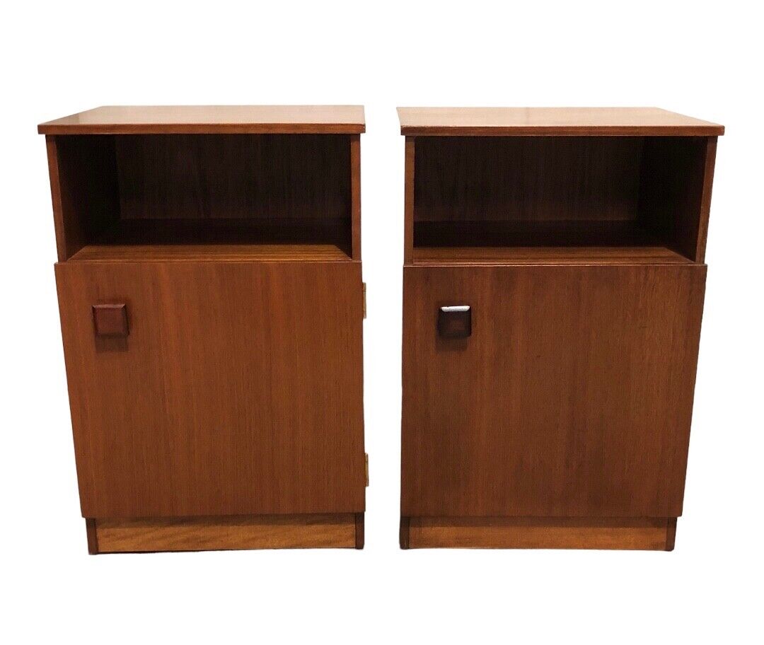 000823....Two Retro Teak Bedside Cabinets By Remploy ( sold )