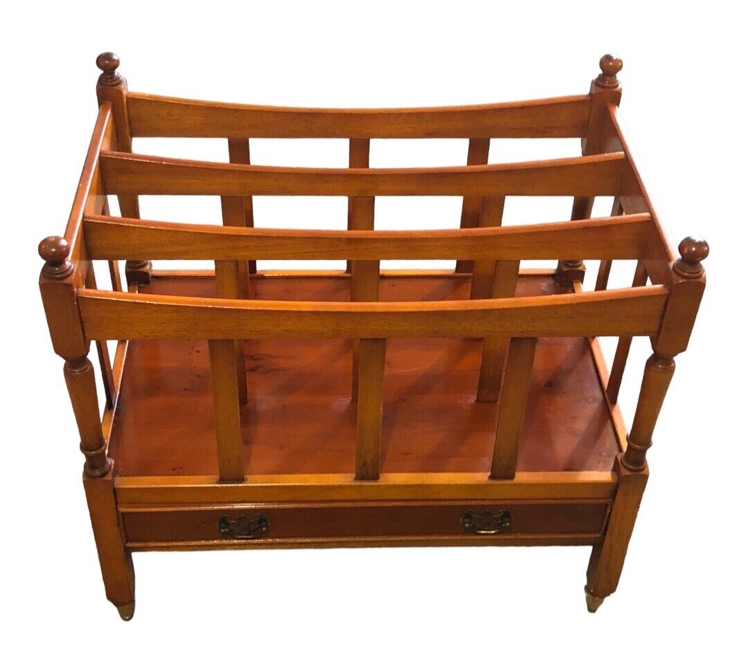 000783....Handsome Vintage Yew Canterbury / Magazine Rack ( sold )
