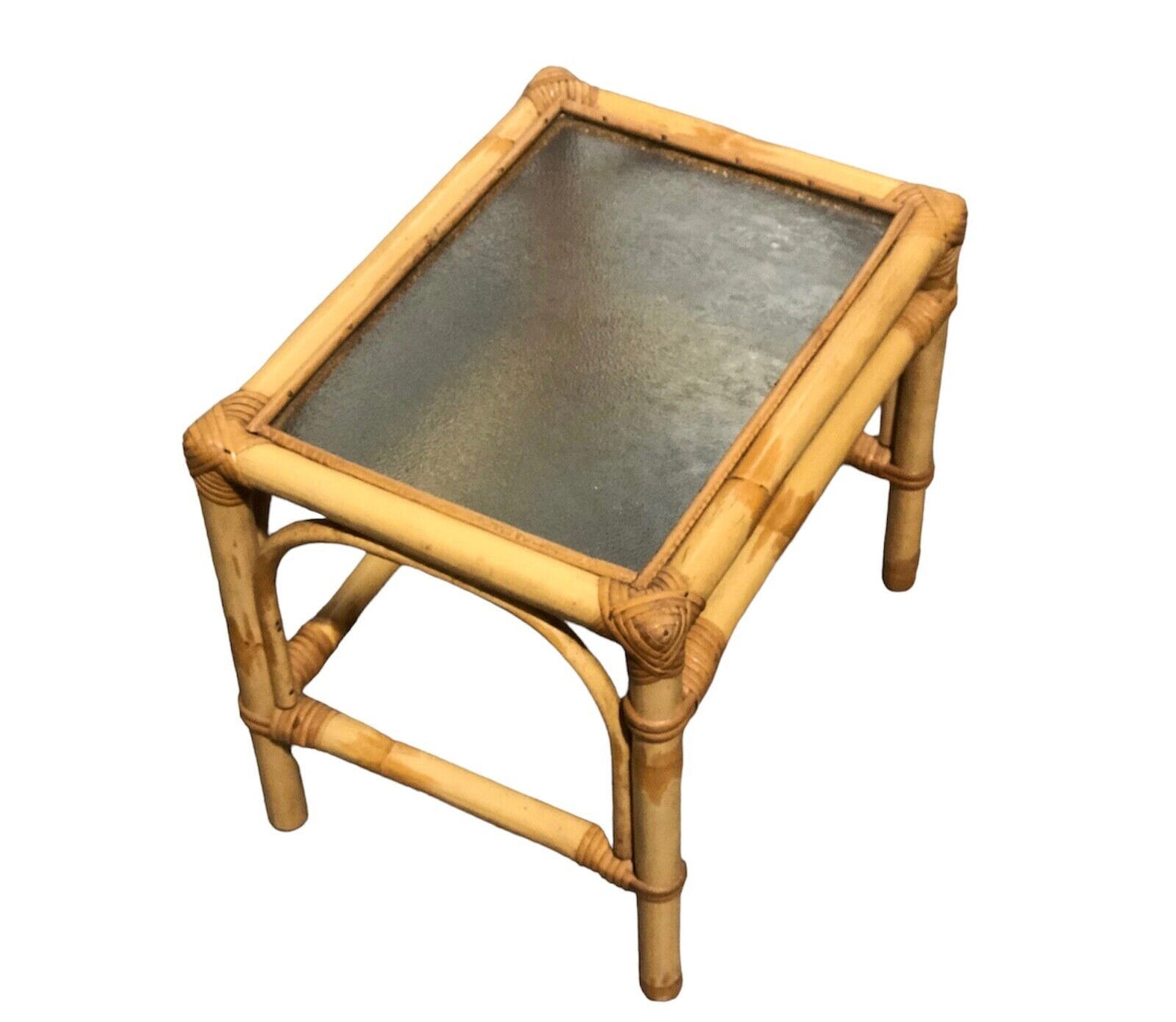 000769....Large Nest Of Vintage Bamboo Tables / Coffee Tables