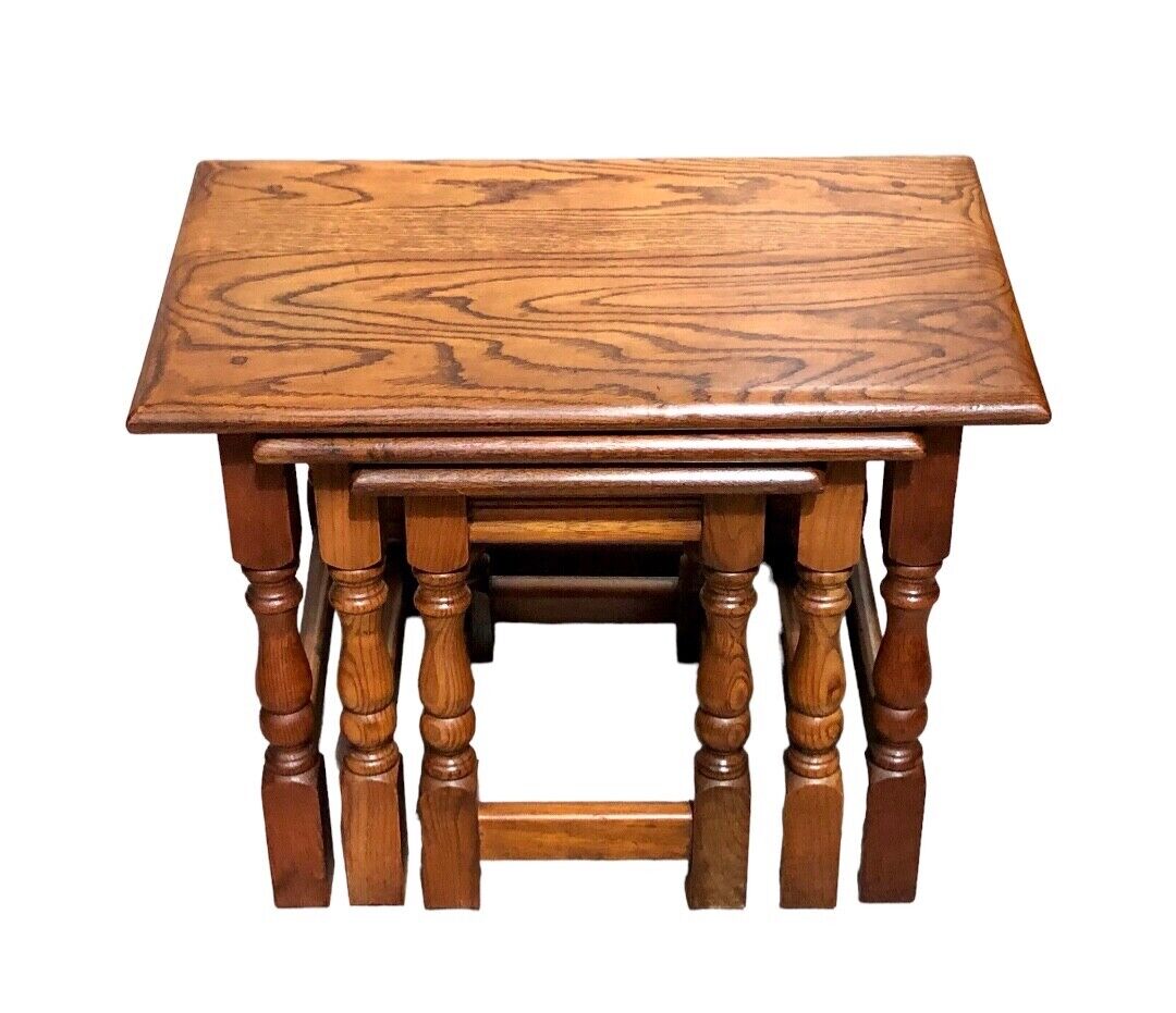 000825....Vintage Solid Oak Nest Of Tables / Coffee Tables ( sold )