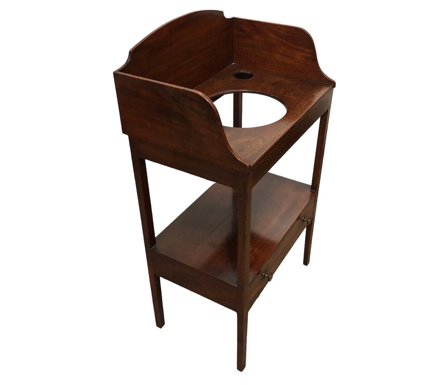 000750....Handsome Georgian Mahogany Washstand With Drawer