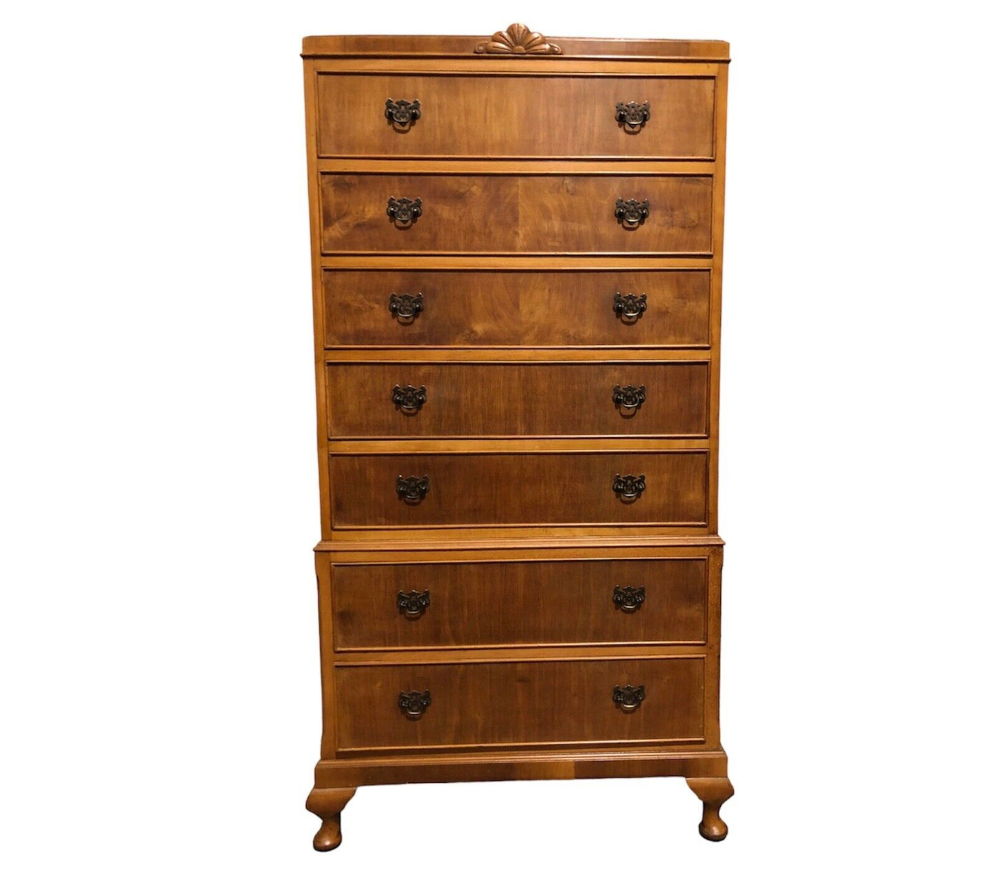 000776....Handsome Vintage Walnut Tallboy / Seven Drawer Tall Chest ( sold )