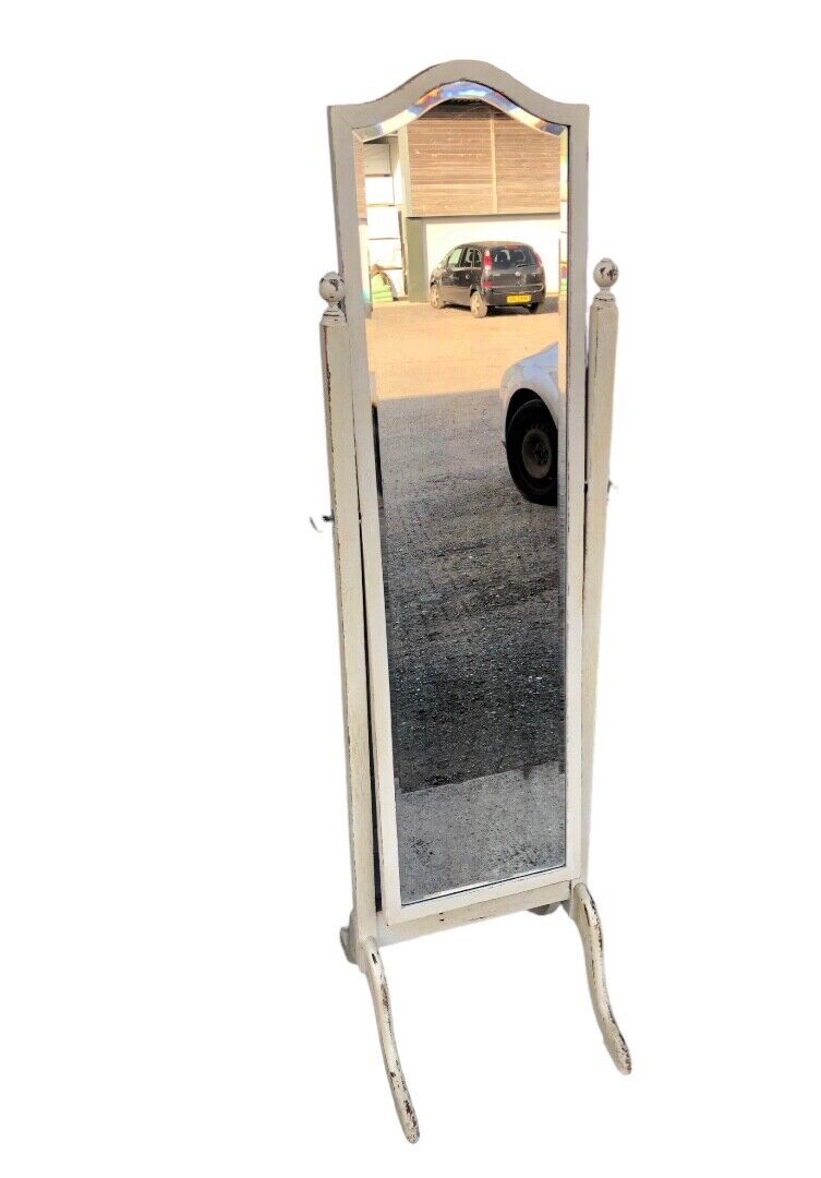 000799....Handsome Vintage Painted Cheval Mirror ( sold )